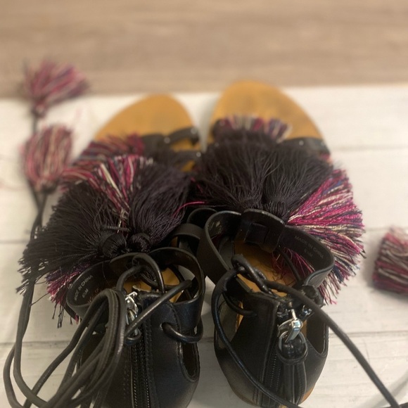 Rebecca Minkoff Black and Pink Lace-Up Sandals - Picture 5 of 5